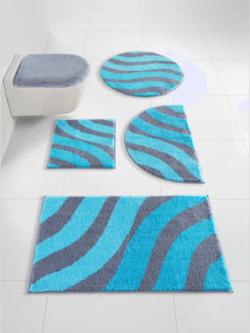 Tapis de bain poils moelleux, coleur turquoise anthracite - HELLINE