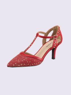 Escarpins mélange de qualité, rouge moyen uni, taille 40 - helline