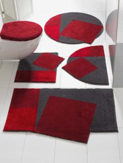 Tapis de bain 100% acrylique, couleur rouge, taille 90x90 cm, marque helline home - helline