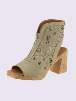 Sandales de fabrication espagnole, vert olive foncé uni, taille 35 - helline