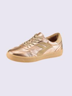Baskets cuir nappa de vache, orange clair uni, taille 42 - helline