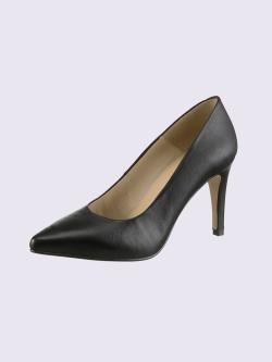 Escarpins de fabrication espagnole, couleur : noir uni, taille 35, 100% cuir d'agneau - helline