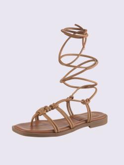 Sandales de fabrication portugaise, marron moyen uni, taille 42 - helline