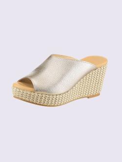 Mules de fabrication espagnole, couleur or couleur bronze, taille 35 - helline