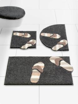Tapis de bain acrylique facile d'entretien, couleur : gris foncé uni, taille 60x100 cm, marque helline home, 100% acrylique - helline