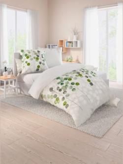 Linge de lit flanelle fine douce, coleur blanc-vert - HELLINE