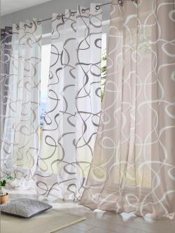Store décoratif motif imprimé, couleur blanc, taille 145x140 cm, marque helline home - helline
