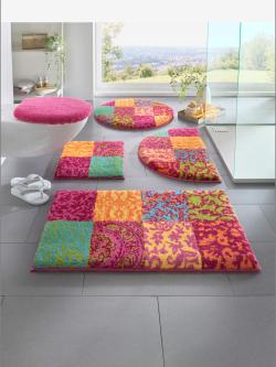 Tapis de bain acrylique facile d'entretien, rose moyen uni, taille 60x100 cm, helline home - helline