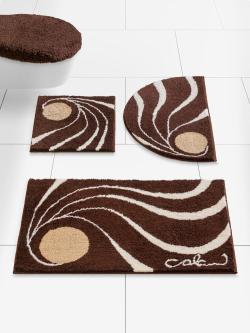 Tapis de bain acrylique facile d'entretien, couleur : marron moyen à motifs, taille 60x100 cm, marque helline home, 100% acrylique - helline