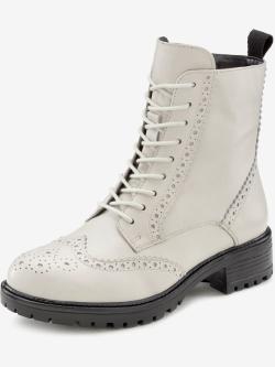 Bottines à lacets en cuir doux, blanc uni, taille 36, LASCANA - helline