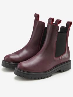 Bottines chelsea tendance en cuir de qualité, très confortables, rouge foncé uni, taille 39, Elbsand - helline