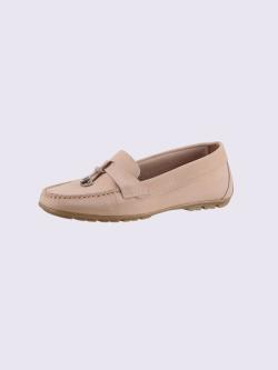 Mocassins cuir vachette, rose clair uni, taille 42 - helline