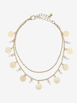 Chaîne de cheville à deux rangées avec petits pendentifs, couleur couleur or, taille 0, marque LASCANA - helline
