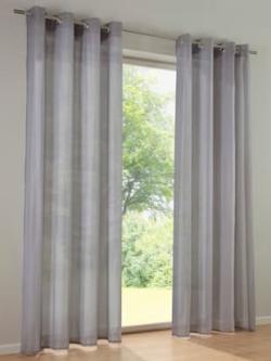 Rideaux, Œillets, couleur : gris clair uni, taille 265x140 cm, marque helline home, 100% polyester - helline