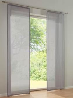 Panneaux-rideaux tissu légèrement transparent, coleur gris argenté - HELLINE