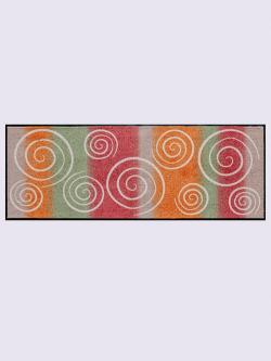 Paillasson pour intérieur et zone extérieure couverte, orange foncé à motifs, taille 50x100 cm, helline home - helline