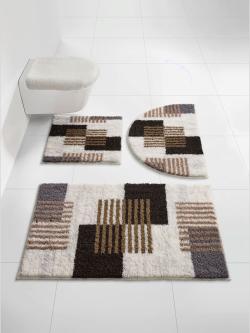 Tapis de bain acrylique facile d'entretien, marron clair à motifs, taille 47x50 cm, helline home - helline