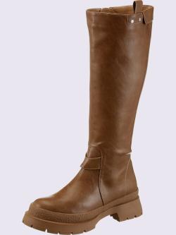Bottes matière synthétique imitation nappa, marron clair uni, taille 42 - helline