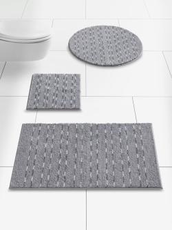Tapis de bain polyester facile à entretenir, gris moyen uni, taille 60x100 cm, helline home - helline