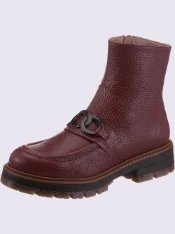 Bottines de fabrication espagnole, couleur : rouge foncé uni, taille 38, 100% cuir de vache - helline