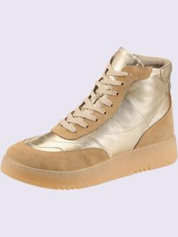 Baskets cuir de bœuf nappa et velours, couleur or, taille 40 - helline