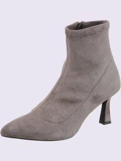 Bottines textile doux en synthétique velours, gris moyen uni, taille 40 - helline