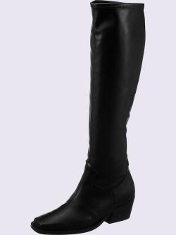 Bottes mélange de cuir et synthétique, noir uni, taille 37 - helline