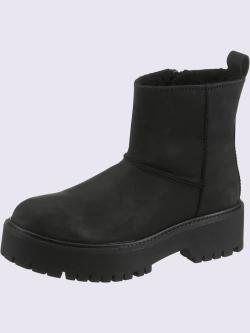 Bottines cuir vachette, noir uni, taille 41 - helline