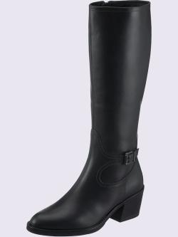 Bottes cuir nappa de vache, bleu foncé uni, taille 36 - helline