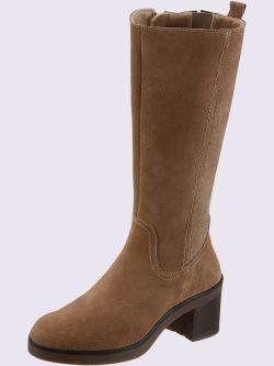 Bottes cuir velours de vache., marron clair uni, taille 40 - helline