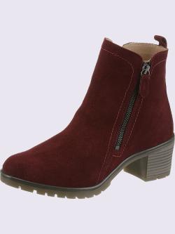 Bottines cuir velours de vache., rouge foncé uni, taille 42 - helline