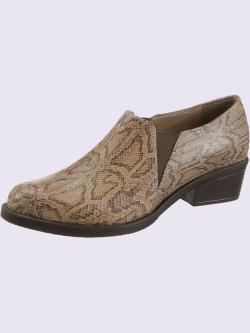 Bottine courte cuir vachette, marron moyen à motifs, taille 41 - helline