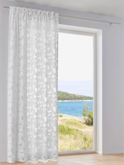 Rideaux superbe qualité dévorée, Bande multifonction, blanc uni, taille 145x135 cm, helline home - helline