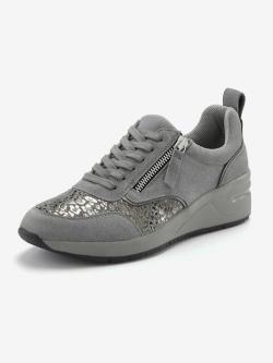 Baskets sneakers élégantes avec imprimé léopard brillant tendance et superbe imitation daim, gris moyen uni, taille 40, LASCANA - helline