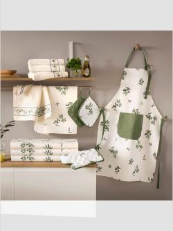 Torchons de cuisine, Gamme pour cuisine, blanc à motifs, taille 50x50 cm, 2 - helline