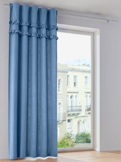 Rideau bavolet de qualité, Bande multifonction, bleu foncé uni, taille 145x130 cm, helline home - helline