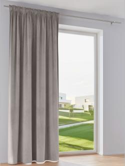 Rideau bavolet de qualité, Bande multifonction, gris moyen uni, taille 225x140 cm, helline home - helline