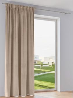 Rideau bavolet de qualité, Œillets, marron clair uni, taille 225x140 cm, helline home - helline