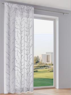 Rideaux lavable en machine, Œillets, blanc à motifs, taille 145x140 cm, helline home - helline