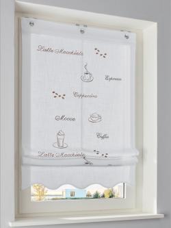 Store-bateau lavable en machine, blanc à motifs, taille 130x60 cm, helline home - helline