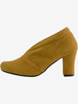 Escarpins cuir velours chèvre doux, coleur jaune - HELLINE