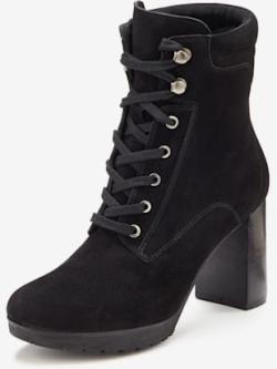 Bottines à talon haut cuir de qualité, coleur noir - HELLINE