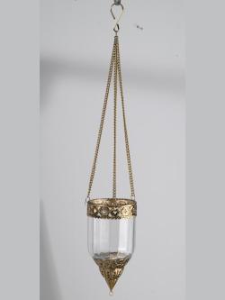 Panier suspendu pendentif en verre, couleur couleur or, taille 19 cm + Ø10,5 cm, marque helline home - helline