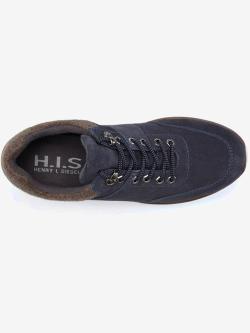 Baskets sneakers confortables avec talon légèrement rembourré pour un confort optimal, bleu foncé uni, taille 44, H.I.S - helline