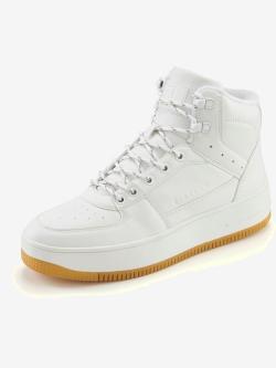 Baskets sneakers montantes avec doublure douce et agréable, couleur blanc, taille 39, marque Elbsand - helline