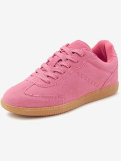 Baskets sneakers tendance en cuir de qualité, couleur rose, taille 43, marque Elbsand - helline