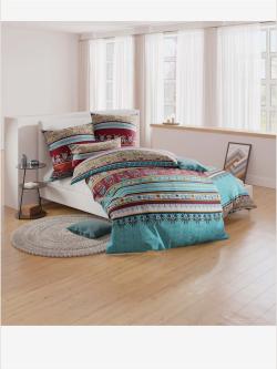 Linge de lit flanelle fine douce, couleur bleu, taille 80x80/155x200 cm, marque wäschepur - helline
