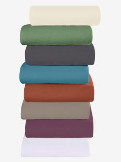 Drap-housse pour matelas hauts jusqu'à 32 cm, Flanelle fine, orange moyen uni, taille 180x200 cm, Dormisette - helline