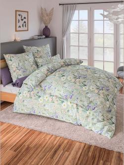 Linge de lit flanelle fine douce, couleur vert, taille 80x80/155x220 cm, marque wäschepur - helline
