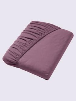 Drap-housse jersey fin maco à repassage superflu, couleur aubergine - HELLINE